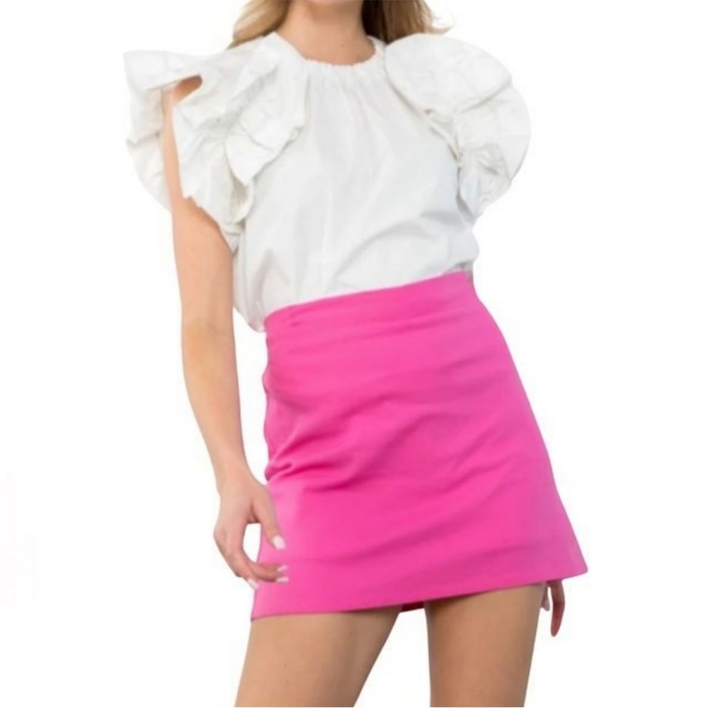 Anthropologie THML Solid Mini Skort in Pink Size Medium NEW